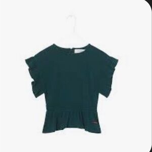 Kids Ruffle Sleeve Top - Green by euro designer A Monday In Cooenhagan